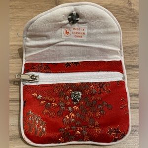 new vintage Satin pouch brocade 2 compartment